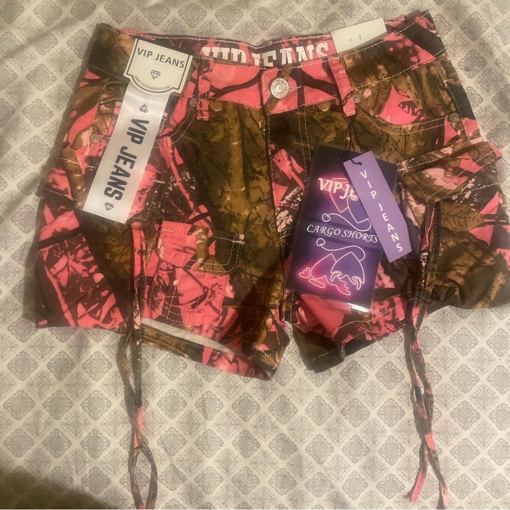 VIP Women's Vibrant Pink and Brown Cargo Shorts